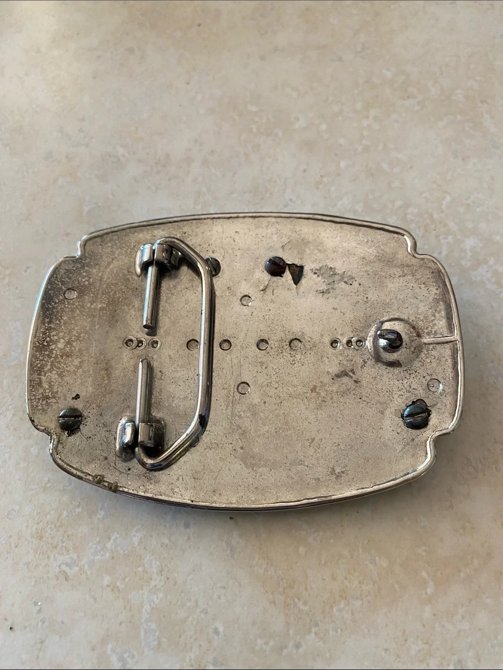 Antique Silver Tone Double Coin Buckle with Morgan Coins